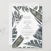 Modern Tropics Diamond Leaf Rahmen Hochzeit Einladung (Vorderseite)