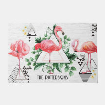 Modern tropischer Flamingo Geometric Familienname