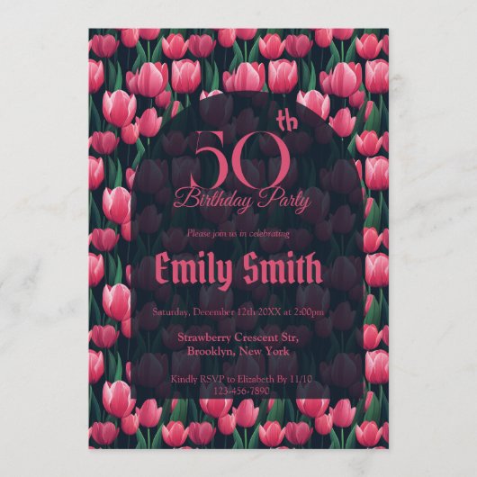 Modern Tulip Accent Daughter’S Birthday Einladung (Vorderseite)