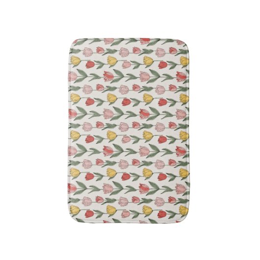 Modern Tulip Floral Pattern Soft Botanical Spring Badematte (Vorderseite Vertikal)