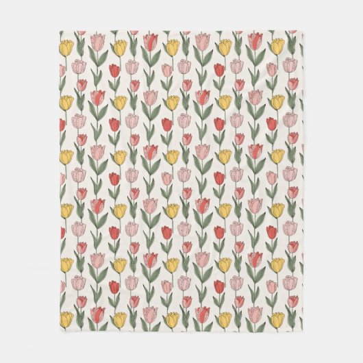 Modern Tulip Floral Pattern Soft Botanical Spring Fleecedecke (Vorderseite)