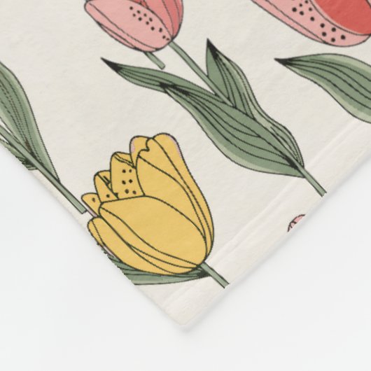 Modern Tulip Floral Pattern Soft Botanical Spring Fleecedecke (Ecke)