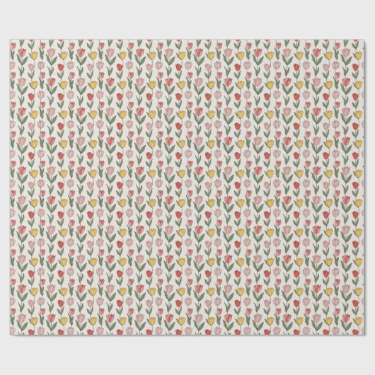 Modern Tulip Floral Pattern Soft Botanical Spring Geschenkpapier (Flach)