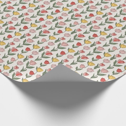 Modern Tulip Floral Pattern Soft Botanical Spring Geschenkpapier (Ecke)