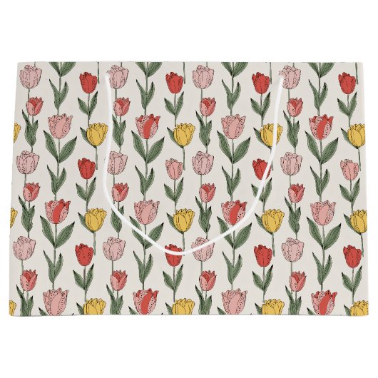 Modern Tulip Floral Pattern Soft Botanical Spring Große Geschenktüte (Vorderseite)