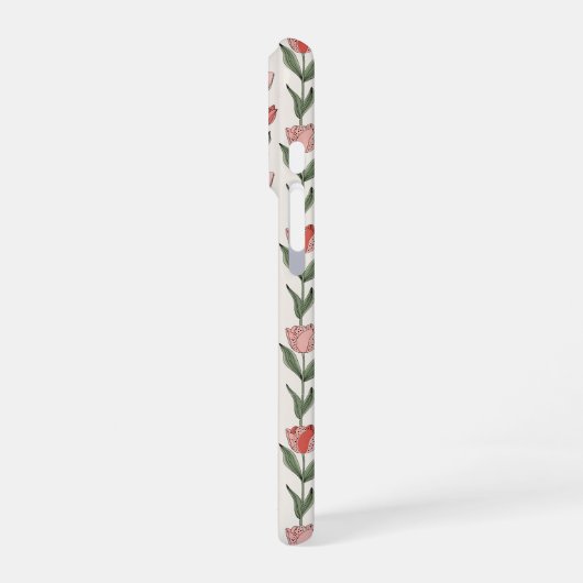 Modern Tulip Floral Pattern Soft Botanical Spring iPhone Hülle (Linke Seite)