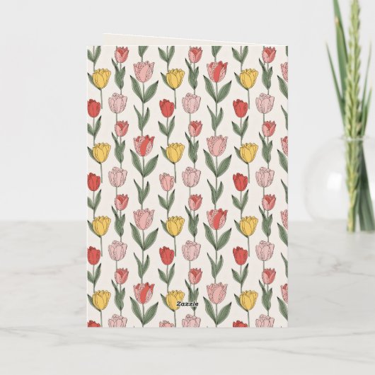 Modern Tulip Floral Pattern Soft Botanical Spring Karte (Rückseite)