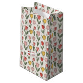 Modern Tulip Floral Pattern Soft Botanical Spring Kleine Geschenktüte (Rückseite Schrägansicht)