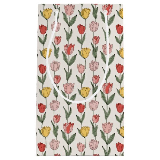 Modern Tulip Floral Pattern Soft Botanical Spring Kleine Geschenktüte (Vorderseite)