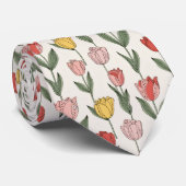 Modern Tulip Floral Pattern Soft Botanical Spring Krawatte (Gerollt)