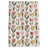 Modern Tulip Floral Pattern Soft Botanical Spring Mittlere Geschenktüte (Rückseite)