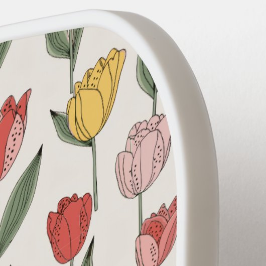 Modern Tulip Floral Pattern Soft Botanical Spring Pickleball Schläger (Linke Seite)