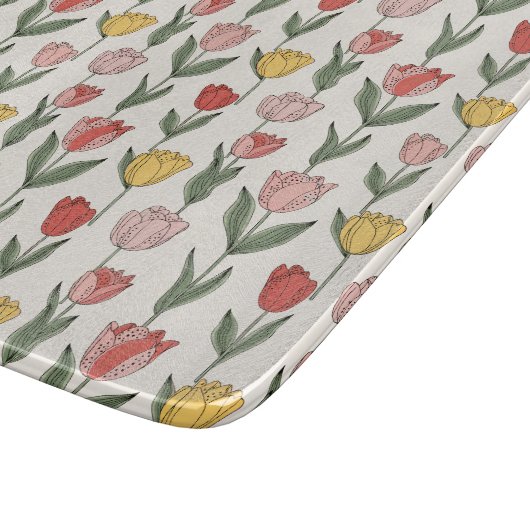 Modern Tulip Floral Pattern Soft Botanical Spring Schneidebrett (Ecke)