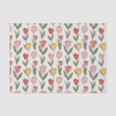 Modern Tulip Floral Pattern Soft Botanical Spring Seidenpapier (Vorderseite)