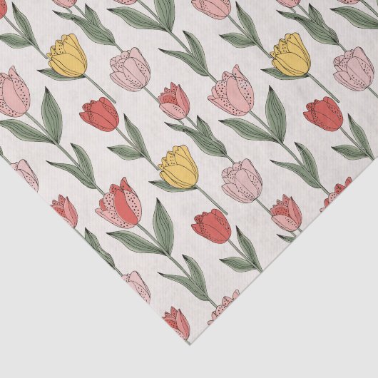 Modern Tulip Floral Pattern Soft Botanical Spring Seidenpapier (Ausschnitt)