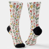 Modern Tulip Floral Pattern Soft Botanical Spring Socken (Gewinkelt)
