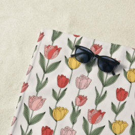 Modern Tulip Floral Pattern Soft Botanical Spring Strandtuch