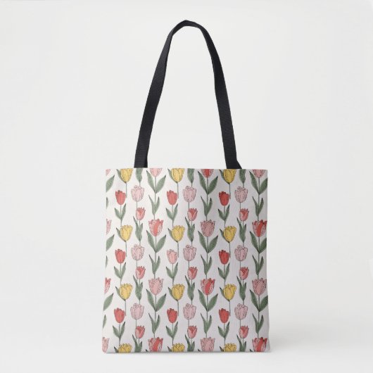 Modern Tulip Floral Pattern Soft Botanical Spring Tasche (Vorderseite)