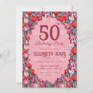 Modern Tulip Flower Custom Birthday Einladung