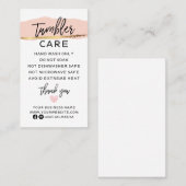 Modern Tumbler Care Instructions Business Card Visitenkarte (Vorne/Hinten)