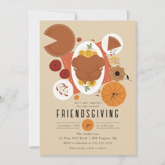 Modern Turkey Dinner Thanksgiving  Einladung (Vorderseite)