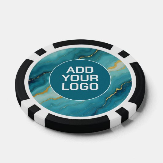 Modern Turquoise Blue Gold Marble Collection Pokerchips (Einzeln)