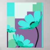 Modern Turquoise Floral Abstract Poster (Vorne)