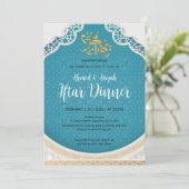 Modern Turquoise Geometric Islamic Iftar Einladung (Stehend Vorderseite)