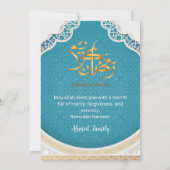 Modern Turquoise Geometric Islamic Iftar Einladung (Rückseite)