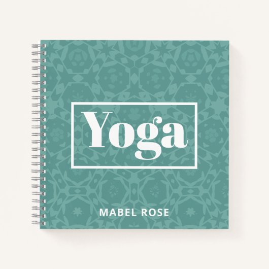 Modern Turquoise Green Geometric Yoga Journal Notizblock (Vorderseite)