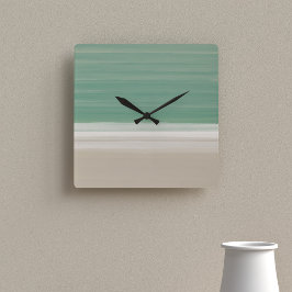 Modern Turquoise Ocean Beach Theme Wall Clock Quadratische Wanduhr