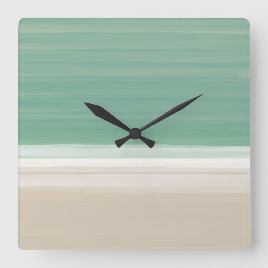 Modern Turquoise Ocean Beach Theme Wall Clock Quadratische Wanduhr (Vorderseite)