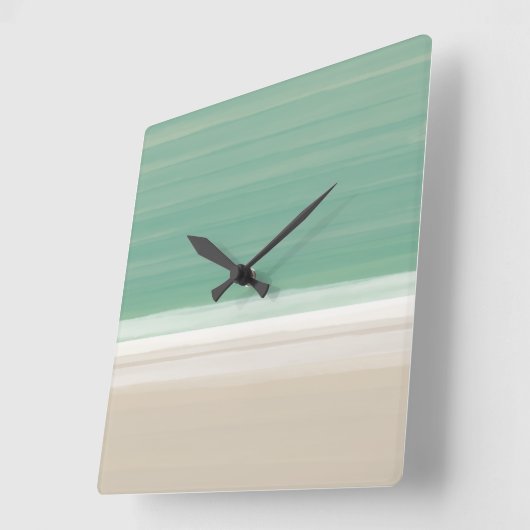 Modern Turquoise Ocean Beach Theme Wall Clock Quadratische Wanduhr (Winkel)
