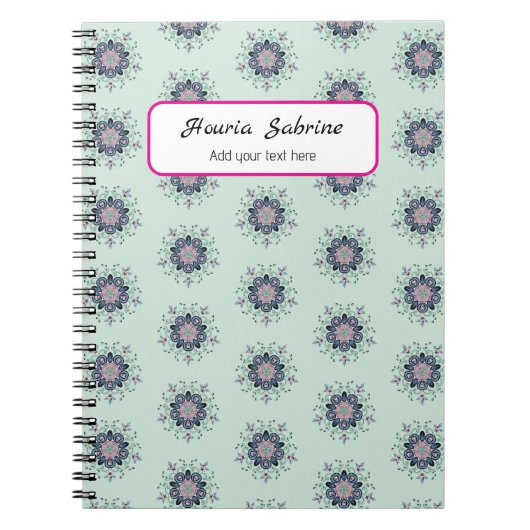 Modern turquoise Pink Floral Mandala Doodles Notizblock (Vorderseite)