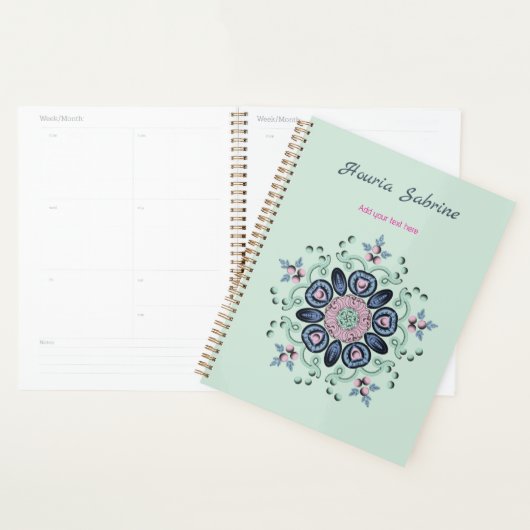Modern turquoise Pink Floral Mandala Doodles  Planer (Anzeige)