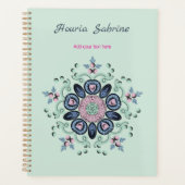 Modern turquoise Pink Floral Mandala Doodles  Planer (Vorderseite)