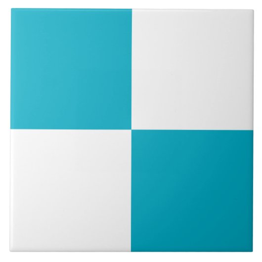 Modern Turquoise White Checkered Ceramic Tile Fliese (Vorderseite)