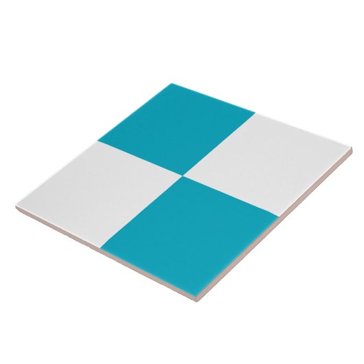 Modern Turquoise White Checkered Ceramic Tile Fliese (Seite)
