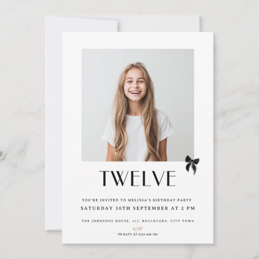 Modern Twelve Teenager Photo 12th Birthday Party Einladung (Vorderseite)