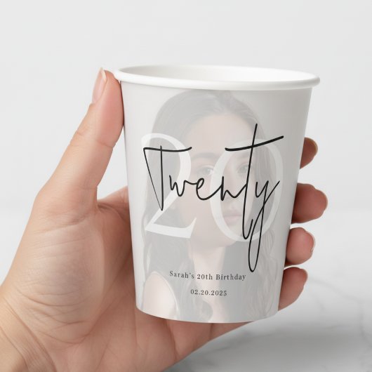 Modern Twenty Birthday Custom Party Cup Pappbecher