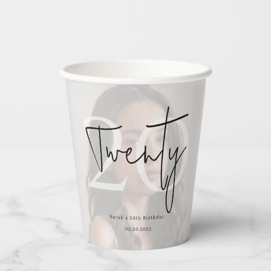 Modern Twenty Birthday Custom Party Cup Pappbecher (Rückseite)