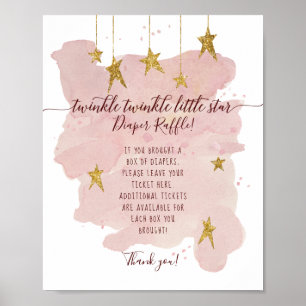 Modern Twinkle Little Star Rosa Windel-Raffle-Schi Poster