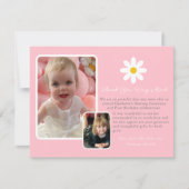 Modern Two Foto Pink White Gold Daisy Vielen Dank Einladung (Vorderseite)