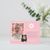 Modern Two Foto Pink White Gold Daisy Vielen Dank Einladung (Stehend Vorderseite)