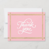 Modern Two Foto Pink White Gold Daisy Vielen Dank Einladung (Rückseite)