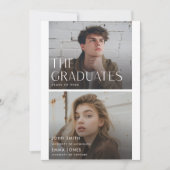 Modern Two Graduates Double Graduation Ankündigung (Vorderseite)