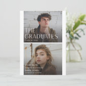 Modern Two Graduates Double Graduation Ankündigung (Stehend Vorderseite)
