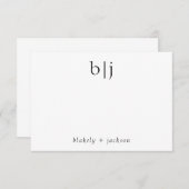 Modern Two Initial Monogram Couple Stationery Mitteilungskarte (Vorne/Hinten)