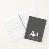 Modern Two Initial Monogram Gray Notizblock (Innenseite)