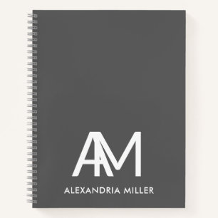 Modern Two Initial Monogram Gray Notizblock